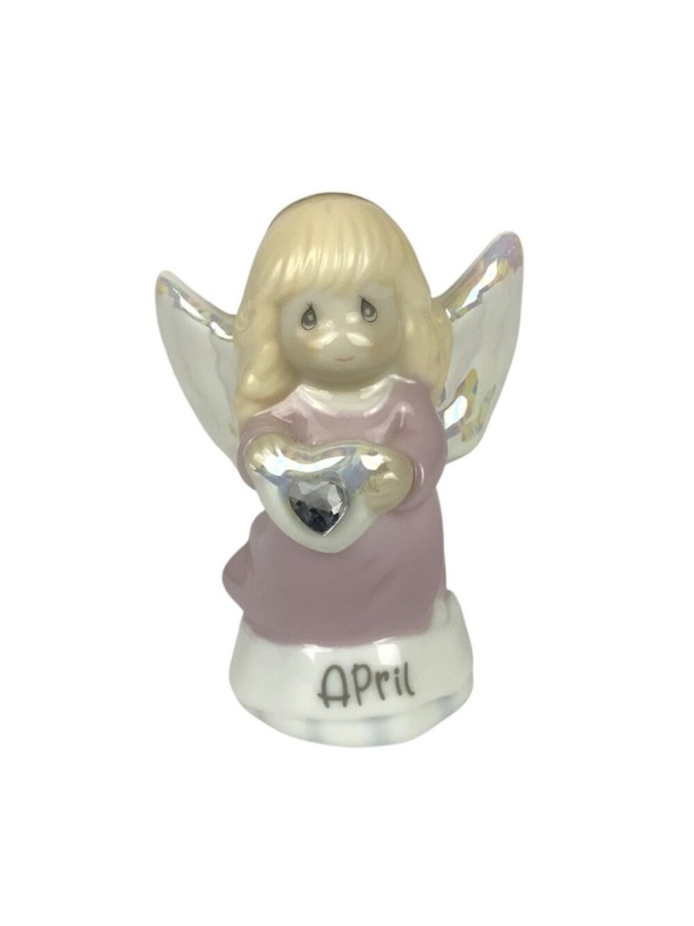 Angel Figurine April Birthstone With Heart Wings 2000 PMI China Collectible